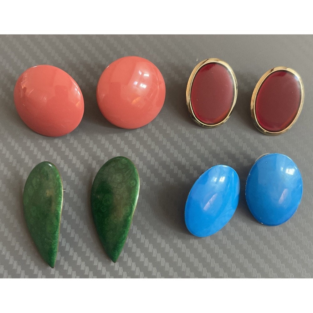 Vintage Lot of 4 Pierced Earrings Studs Some Metal Mixed